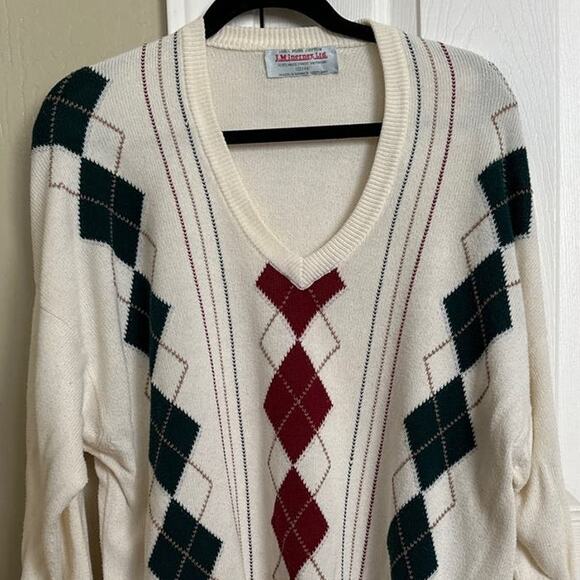 J.M. Inerney Argyle 100% Cotton Sweater Made in Scotland SIze 112/44 - Picture 2 of 11